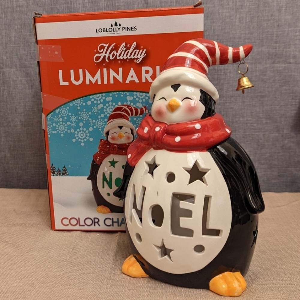 Loblolly Pines Holiday Luminaries Color Changing LED Ceramic Christmas Penguin